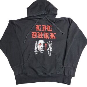 Lil Durk‎ Bloody Eyes Unisex Hoodie Size Large Black